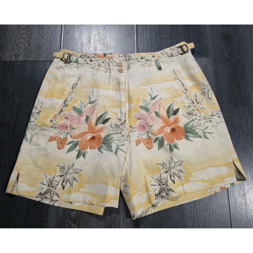 VTG Tommy Bahama Silk Shorts Women Sz 2 Floral Beach Tropical Resort 6" Hawaiian